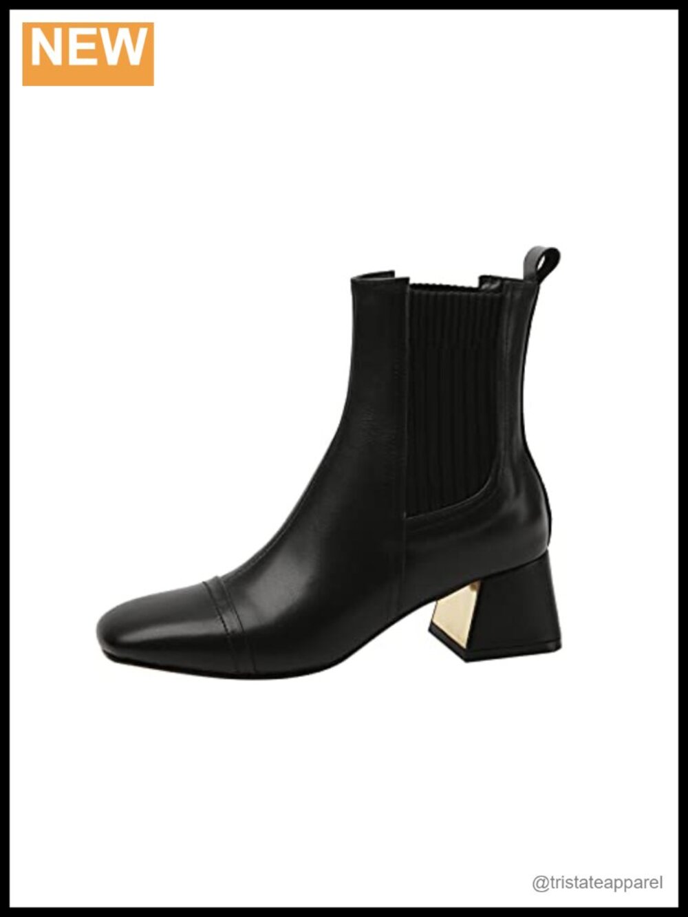 Genuine Leather Square Toe Block Heel Ankle Boots Women Handmade Chunky Heel